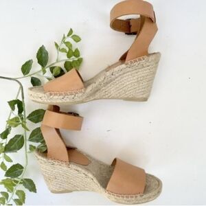 J.Crew Corsica Caramel Leather Ankle Strap Espadrille Wedge Sandals Size 7